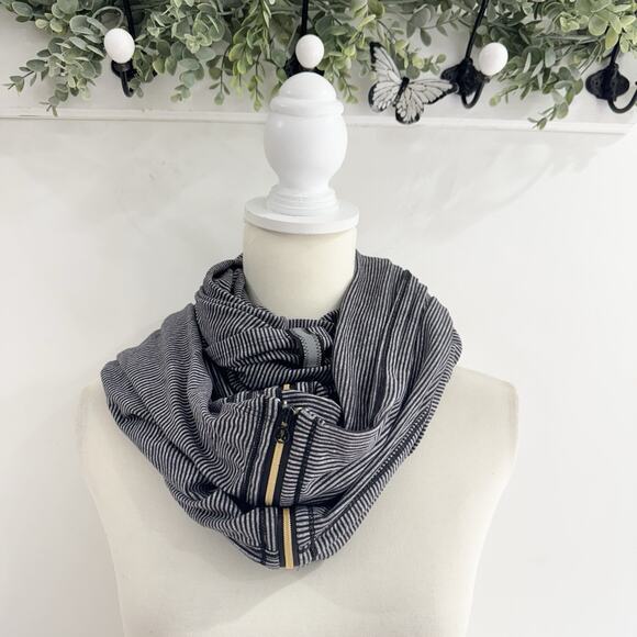 Lululemon Vinyasa Scarf Tonka Stripe Heathered Slate Black CP - Picture 1 of 6